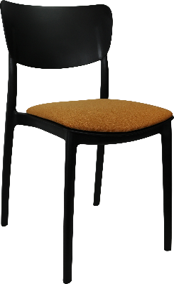 siesta monna chair - black with orange fabric cushion 