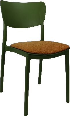 siesta monna chair - olive green with orange fabric cushion 