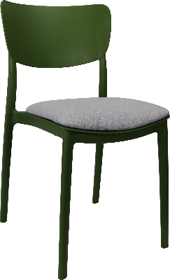 siesta monna chair - olive green with light grey fabric cushion 