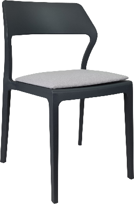 siesta snow chair - anthracite with light grey fabric cushion 