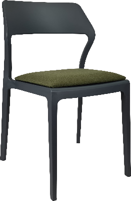siesta snow chair - anthracite with olive green fabric cushion 