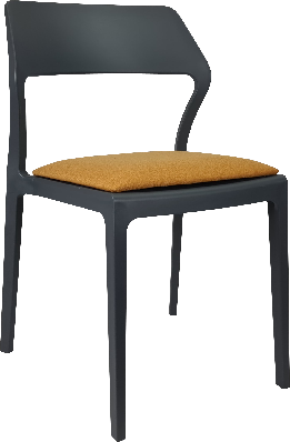 siesta snow chair - anthracite with orange fabric cushion 