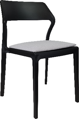 siesta snow chair - black with light grey fabric cushion 