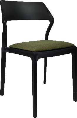 siesta snow chair - black with olive green fabric cushion 