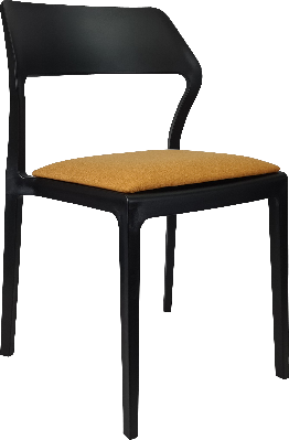siesta snow chair - black with orange fabric cushion 