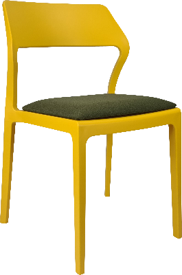 siesta snow chair - mango with olive green fabric cushion 
