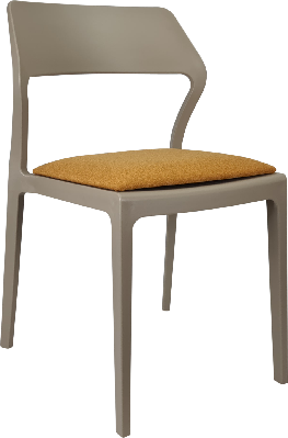 siesta snow chair - taupe with orange fabric cushion 