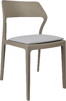 siesta snow chair - taupe with light grey fabric cushion 