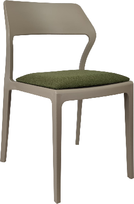 siesta snow chair - taupe with olive green fabric cushion 
