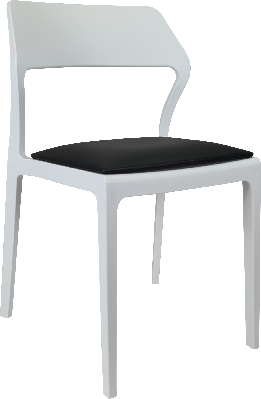 siesta snow chair - white with black vinyl cushion 
