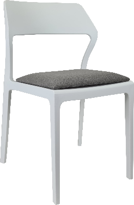 siesta snow chair - white with taupe fabric cushion 