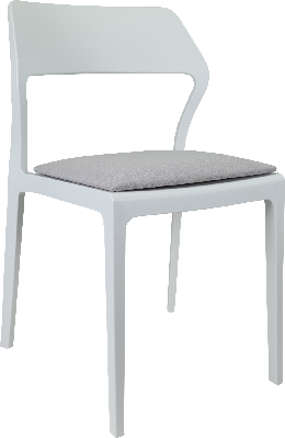 siesta snow chair - white with light grey fabric cushion 