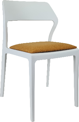 siesta snow chair - white with orange fabric cushion 