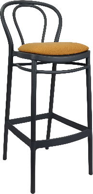 siesta victor bar stool 75cm (dry bar height) - anthracite with orange fabric cushion 