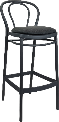 siesta victor bar stool 75cm (dry bar height) - anthracite with anthracite fabric cushion 