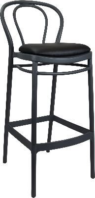 siesta victor bar stool 75cm (dry bar height) - anthracite with black vinyl cushion 