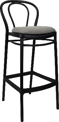 siesta victor bar stool 75cm (dry bar height) - black with taupe fabric cushion 