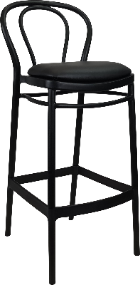 siesta victor bar stool 65cm (counter height) - black with black vinyl cushion 