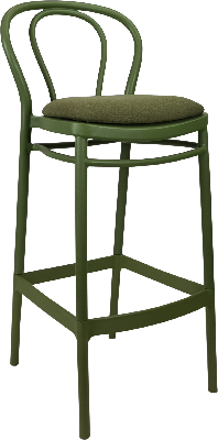 siesta victor bar stool 65cm (counter height) - olive green with olive green fabric cushion 