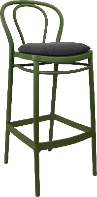 siesta victor bar stool 75cm (dry bar height) - olive green with anthracite fabric cushion 