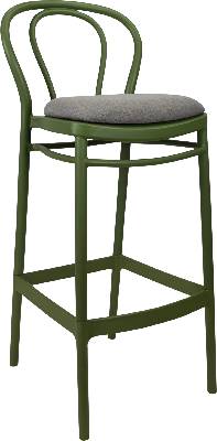 siesta victor bar stool 65cm (counter height) - olive green with taupe fabric cushion 