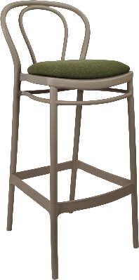siesta victor bar stool 65cm (counter height) - taupe with olive green fabric cushion 