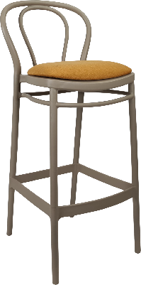 siesta victor bar stool 75cm (dry bar height) - taupe with orange fabric cushion 