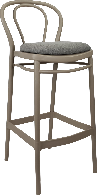 siesta victor bar stool 75cm (dry bar height) - taupe with taupe fabric cushion 