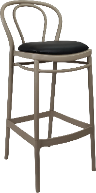 siesta victor bar stool 75cm (dry bar height) - taupe with black vinyl cushion 
