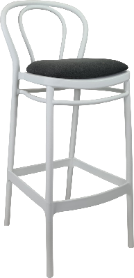 siesta victor bar stool 65cm (counter height) - white with anthracite fabric cushion 