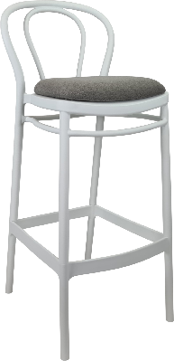 siesta victor bar stool 75cm (dry bar height) - white with taupe fabric cushion 