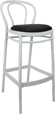 siesta victor bar stool 65cm (counter height) - white with black vinyl cushion 