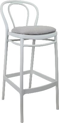 siesta victor bar stool 65cm (counter height) - white with light grey fabric cushion 