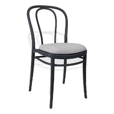 siesta victor chair - anthracite with light grey fabric cushion 
