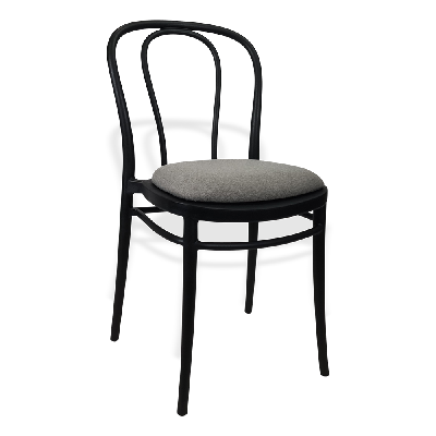 siesta victor chair - black with taupe fabric cushion 