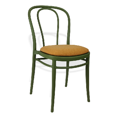 siesta victor chair - olive green with orange fabric cushion 