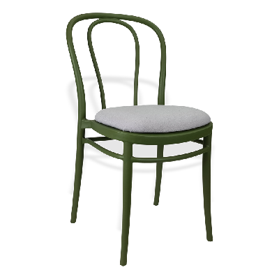 siesta victor chair - olive green with light grey fabric cushion 