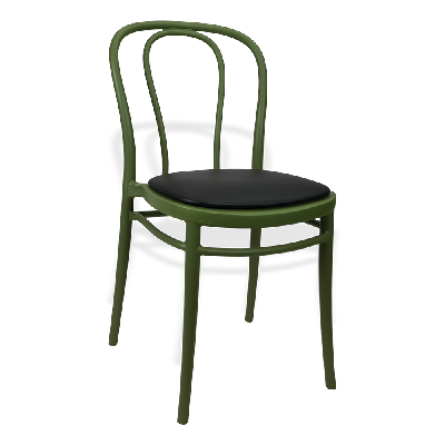 siesta victor chair - olive green with black vinyl cushion 