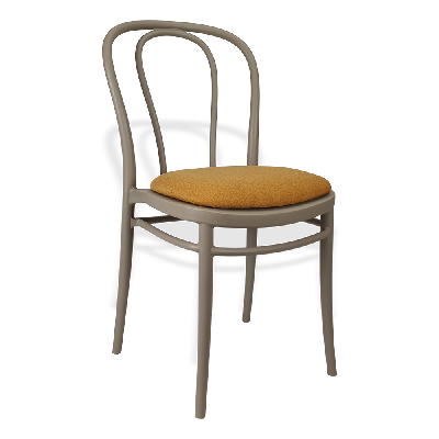siesta victor chair - taupe with orange fabric cushion 