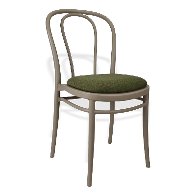siesta victor chair - taupe with olive green fabric cushion 