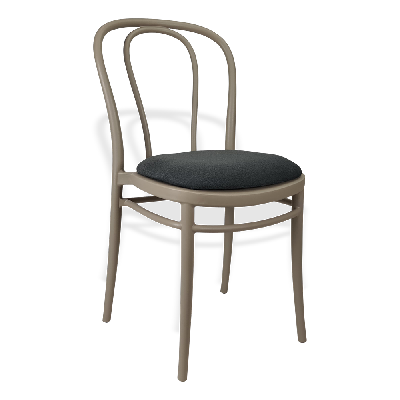 siesta victor chair - taupe with black vinyl cushion 