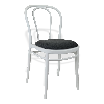 siesta victor chair - white with anthracite fabric cushion 