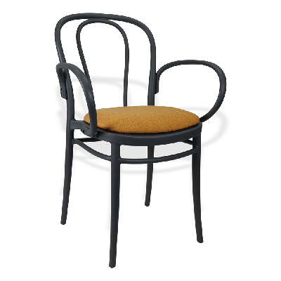 siesta victor xl chair - anthracite with orange fabric cushion 