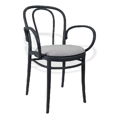 siesta victor xl chair - anthracite with light grey fabric cushion 