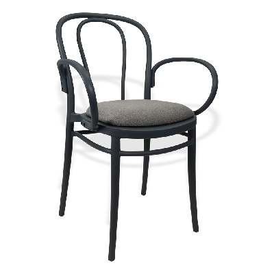 siesta victor xl chair - anthracite with taupe fabric cushion 