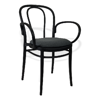 siesta victor xl chair - black with anthracite fabric cushion 