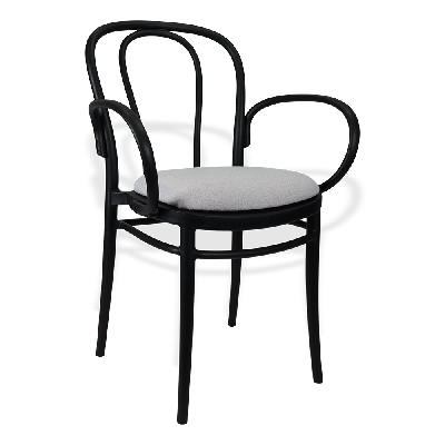 siesta victor xl chair - black with light grey fabric cushion 