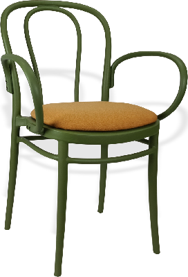 siesta victor xl chair - olive green with orange fabric cushion 