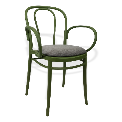 siesta victor xl chair - olive green with taupe fabric cushion 