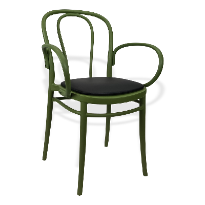 siesta victor xl chair - olive green with black vinyl cushion 